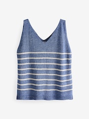Celtic & Co. Blue Linen Organic Cotton Fine Knit Vest Top - Image 2 of 2