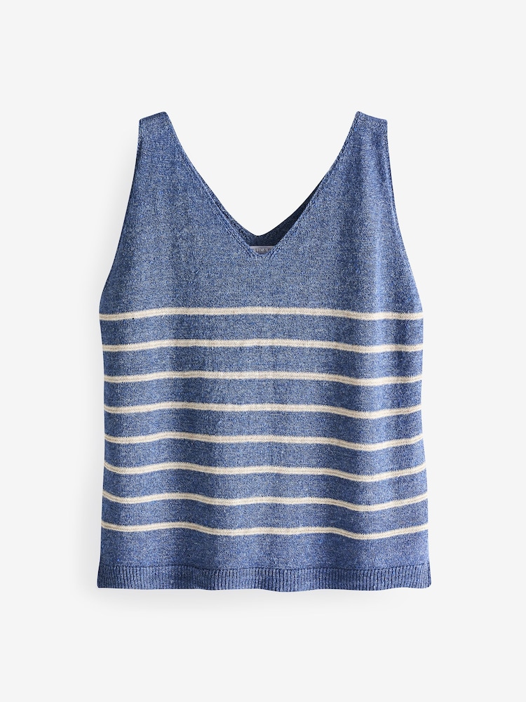 Celtic & Co. Blue Linen Organic Cotton Fine Knit Vest Top - Image 2 of 2