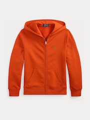 Polo Ralph Lauren Orange Logo Zip Through Jersey Hoodie - Image 1 of 2