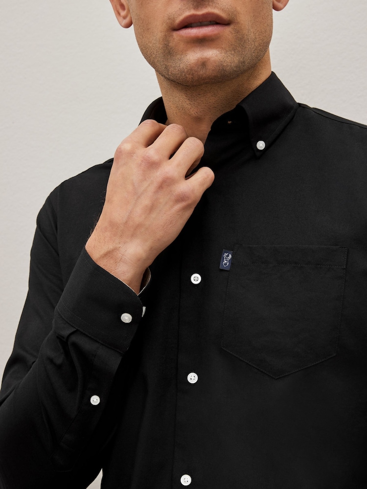 Black Regular Fit Easy Iron Button Down Oxford Shirt - Image 6 of 10