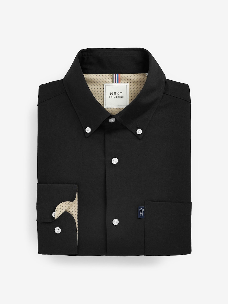 Black Regular Fit Easy Iron Button Down Oxford Shirt - Image 8 of 10