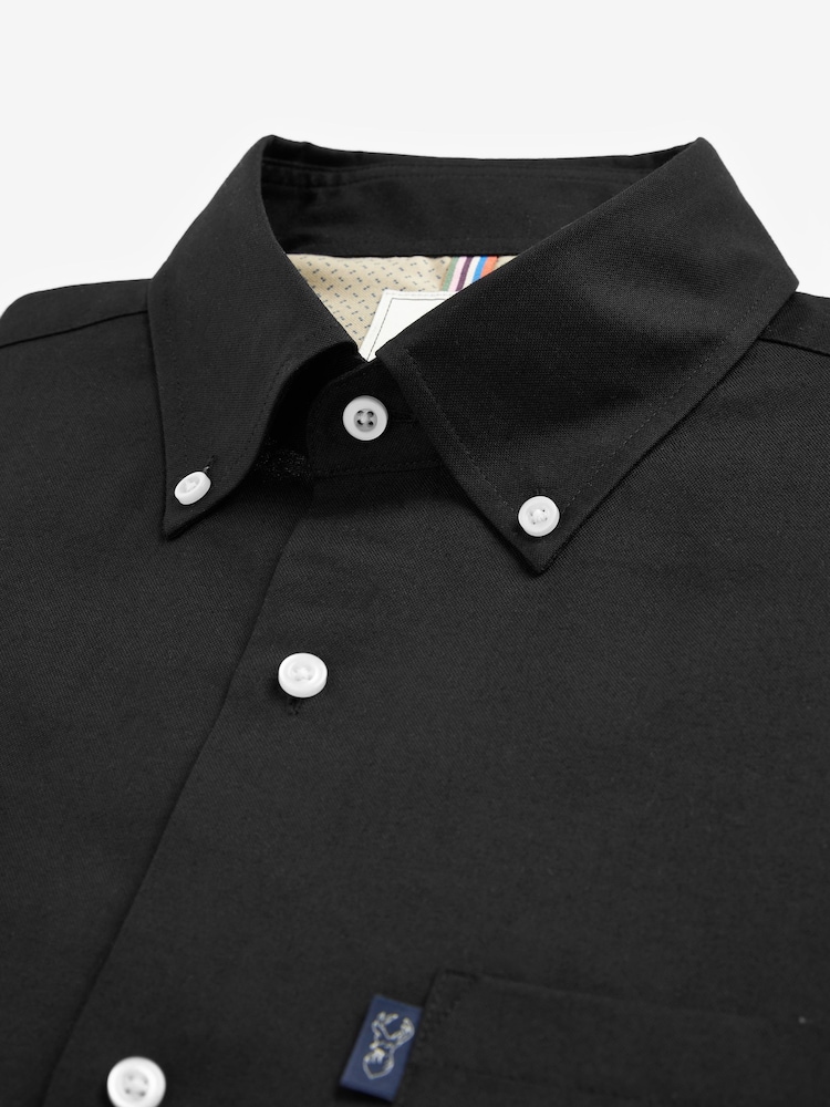 Black Regular Fit Easy Iron Button Down Oxford Shirt - Image 9 of 10