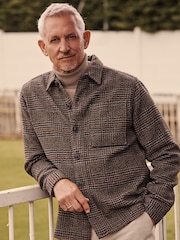 Brown Check Shacket With Wool - Image 1 of 10