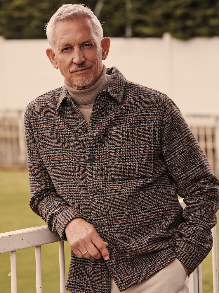 Brown Check Shacket With Wool - Image 1 of 10