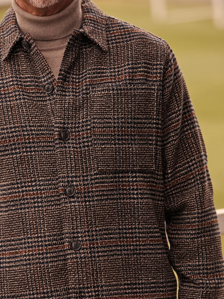 Brun - Veste-chemise à carreaux en laine - Image 5 of 10