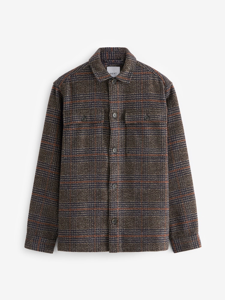 Brun - Veste-chemise à carreaux en laine - Image 6 of 10