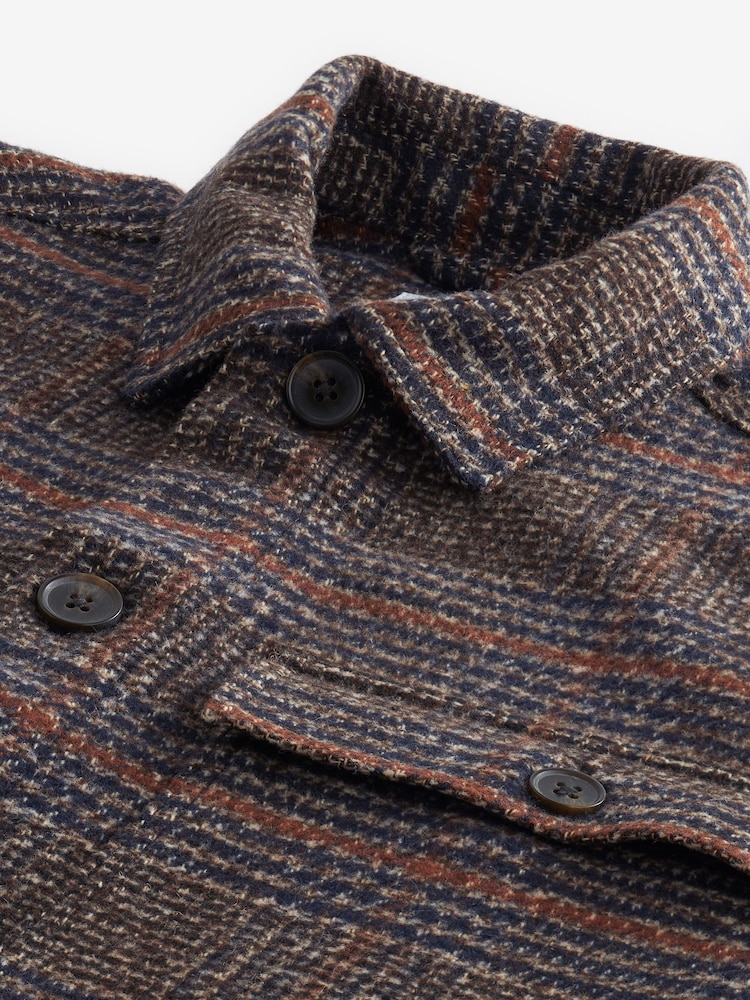 Brun - Veste-chemise à carreaux en laine - Image 8 of 10