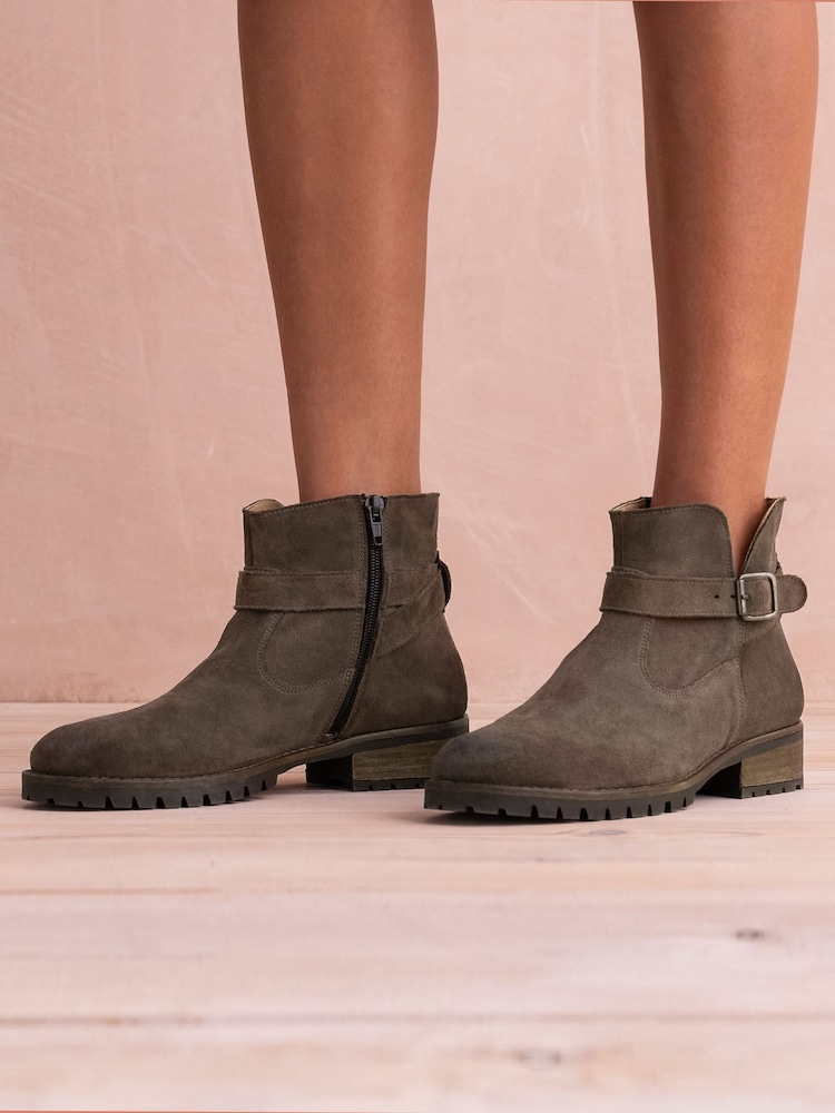 Celtic & Co. Strap Detail Brown Ankle Boots - Image 7 of 7