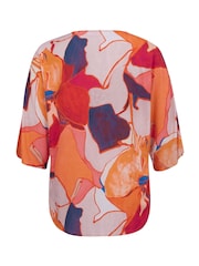 Celtic & Co. orangefarbene, drapierte Bluse mit V-Ausschnitt und Knopfleiste - Bild 4 von 5