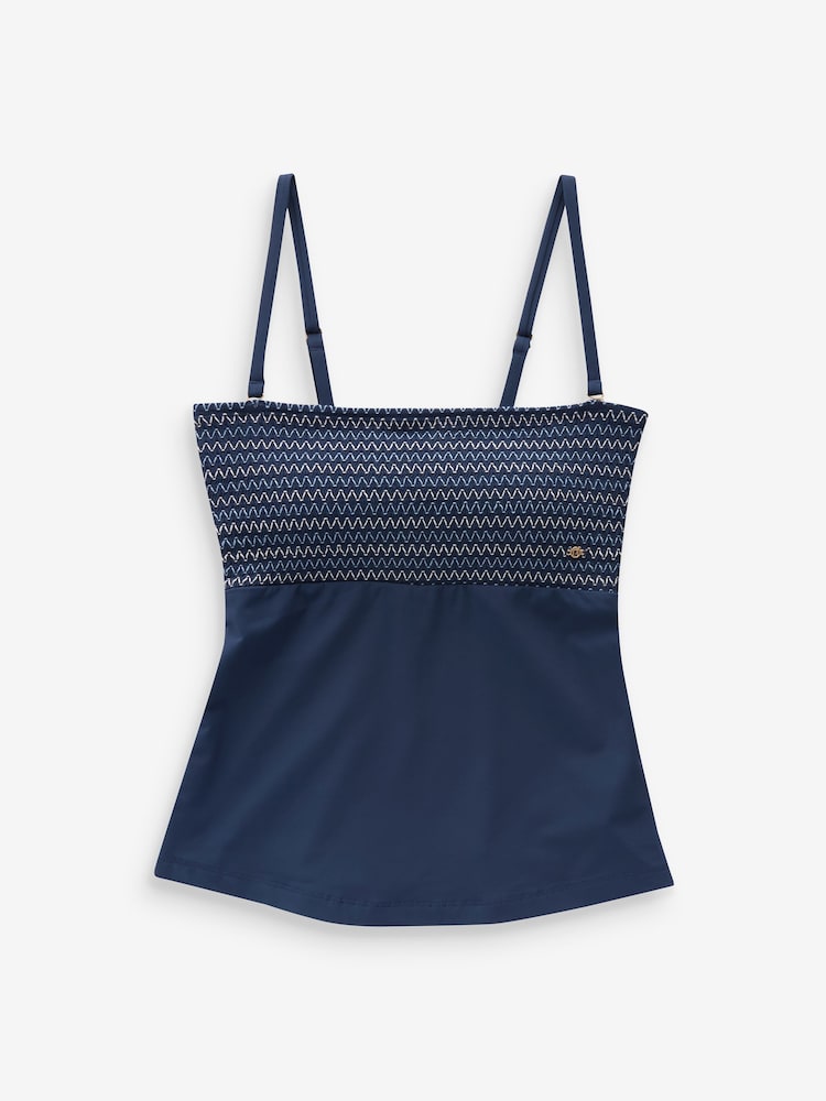 Navy Shirred Tummy Control Bandeau Tankini - Image 6 of 6