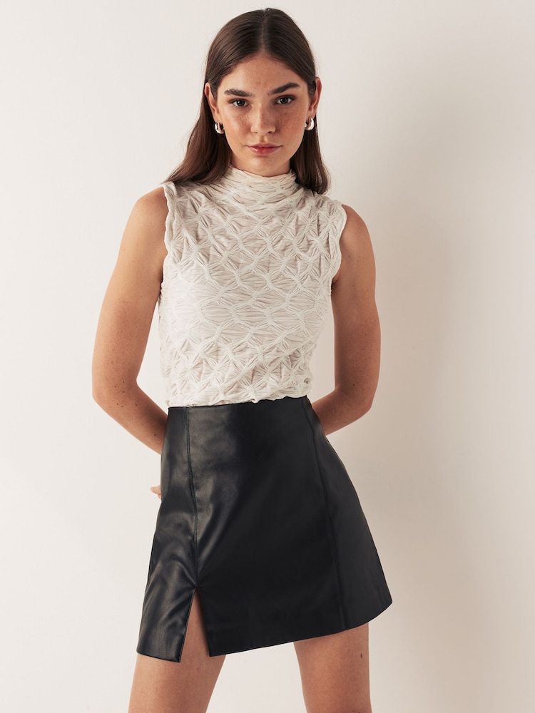 Urban Code Black Faux Leather Mini Skirt With Split Detail - Image 1 of 5