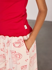 Chelsea Peers Natural Cotton Coffee Run Print Long Pyjamas Set - Image 6 of 6
