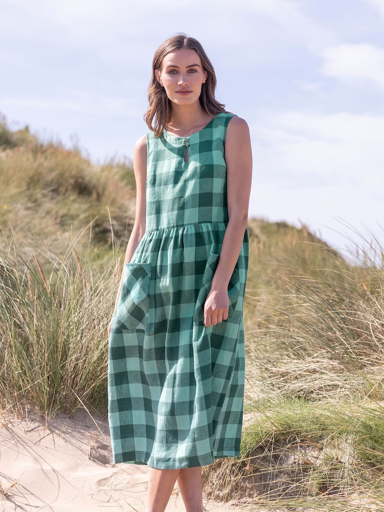 Celtic & Co. Green Button Detail Midi Dress - Image 2 of 5