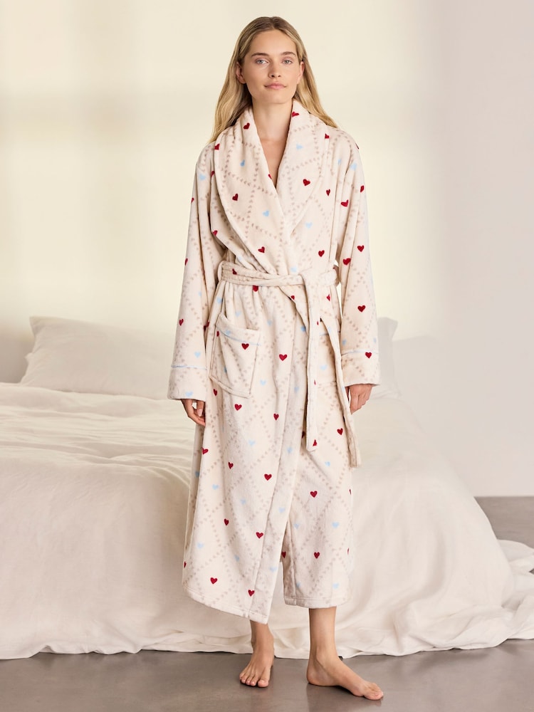 Chelsea Peers Fleece Sweetheart Print Dressing Gown - Imagen 1 de 7