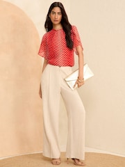 Love & Roses Red Flutter Sleeve Blouse - Image 4 of 4