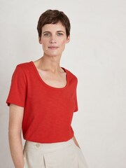 Seasalt Cornwall Red Gala Scoop Neck T-Shirt - Image 1 of 5