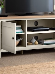 Cream Malvern Oak Effect Up to 50 inch Slim TV Unit - Image 4 of 13