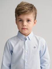 Синий - GANT Shield Logo Oxford 100% Cotton Shirt - Изображение 3 из 6