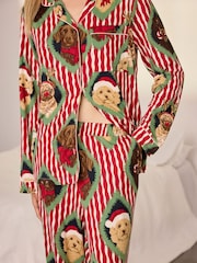Chelsea Peers Red Petite Christmas Chip & Friends Stripe Print Long Pyjamas Set - Image 6 of 6