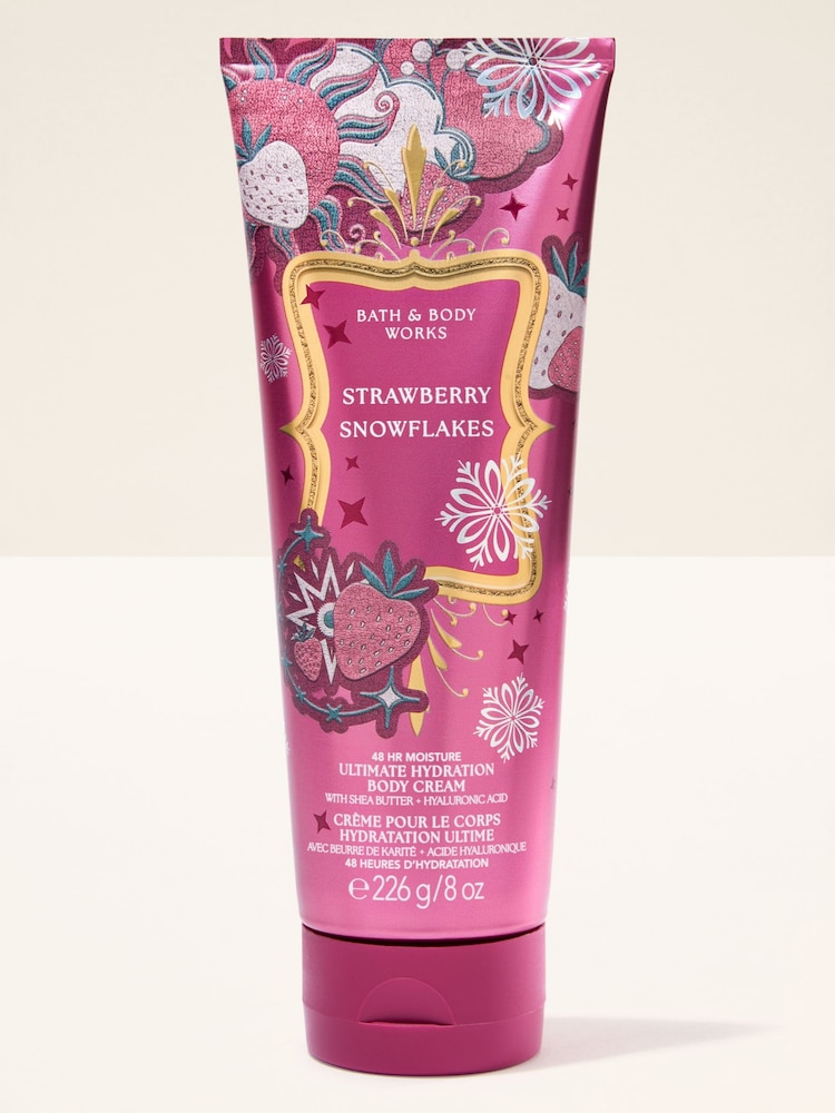 Bath & Body Works Strawberry Snowflakes Ultimate Hydration Body Cream 226g - Image 1 of 3 Bath & Body Works Strawberry Snowflakes Ultimate Hydration Body Cream 226g - Image 1 of 3