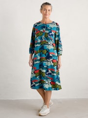 Seasalt Cornwall Blue Sea Call A-Line Dress - Image 1 of 6