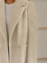 Cream Longline Bouclé Coat - Image 3 of 6