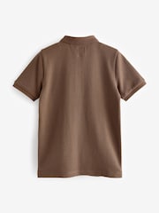 Braun - Strukturiertes Polo-Shirt mit RV-Kragen (3–16 Jahre) - Bild 2 von 3