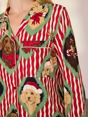 Chelsea Peers Red Tall Christmas Chip & Friends Stripe Print Long Pyjamas Set - Image 5 of 6