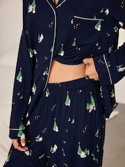 Chelsea Peers Blue TENCEL Modal Starlit Pines Print Long Pyjamas Set - Image 3 of 7