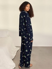 Chelsea Peers Blue TENCEL Modal Starlit Pines Print Long Pyjamas Set - Image 4 of 7