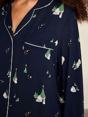 Chelsea Peers Blue TENCEL Modal Starlit Pines Print Long Pyjamas Set - Image 6 of 7