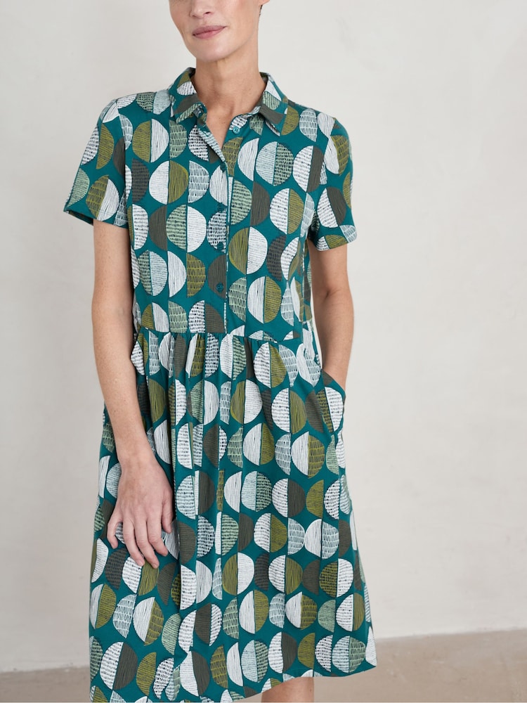 Seasalt Cornwall Blue Wood Rush Short Sleeve Jersey Dress - Image 1 of 5