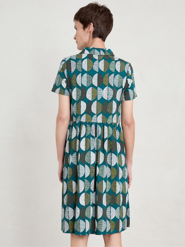 Seasalt Cornwall Blue Wood Rush Short Sleeve Jersey Dress - Image 2 of 5