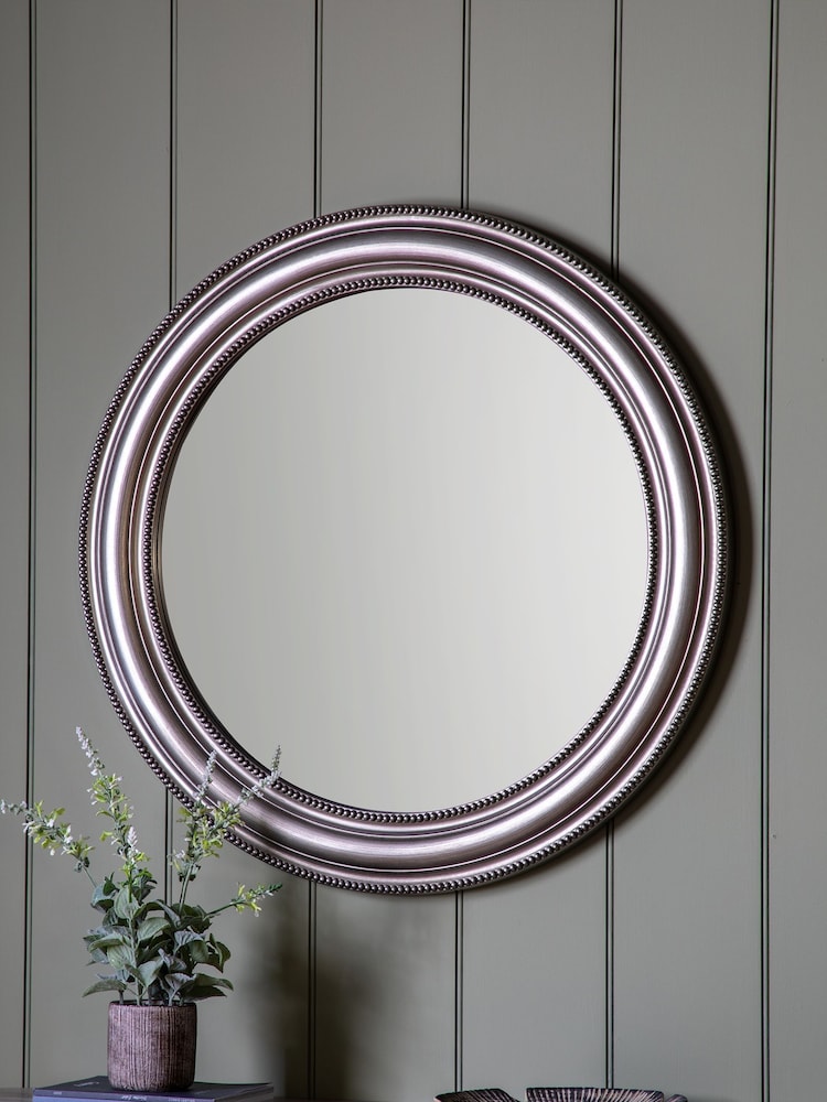 Gallery Home Pewter Grey Round Beaded Pewter Grey Mirror by Gallery - Image 1 of 3