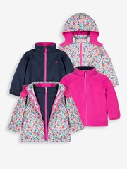 JoJo Maman Bébé Pink Meadow 4-in-1 Waterproof Polarfleece Jacket - Image 11 of 15