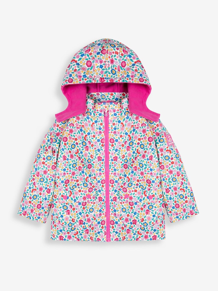 JoJo Maman Bébé Pink Meadow 4-in-1 Waterproof Polarfleece Jacket - Image 2 of 9