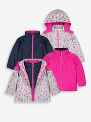 JoJo Maman Bébé Pink Meadow 4-in-1 Waterproof Polarfleece Jacket - Image 5 of 9