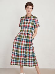 Seasalt Cornwall Black Fleet Checked Midi Dress - Image 1 of 5