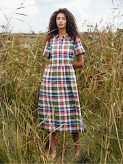 Seasalt Cornwall Black Fleet Checked Midi Dress - Image 3 of 5