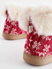 Red Snowflake Print Boot Slippers - Image 6 of 7