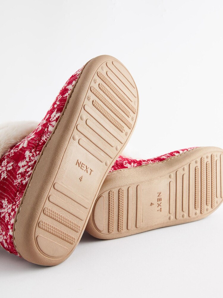 Red Snowflake Print Boot Slippers - Image 7 of 7