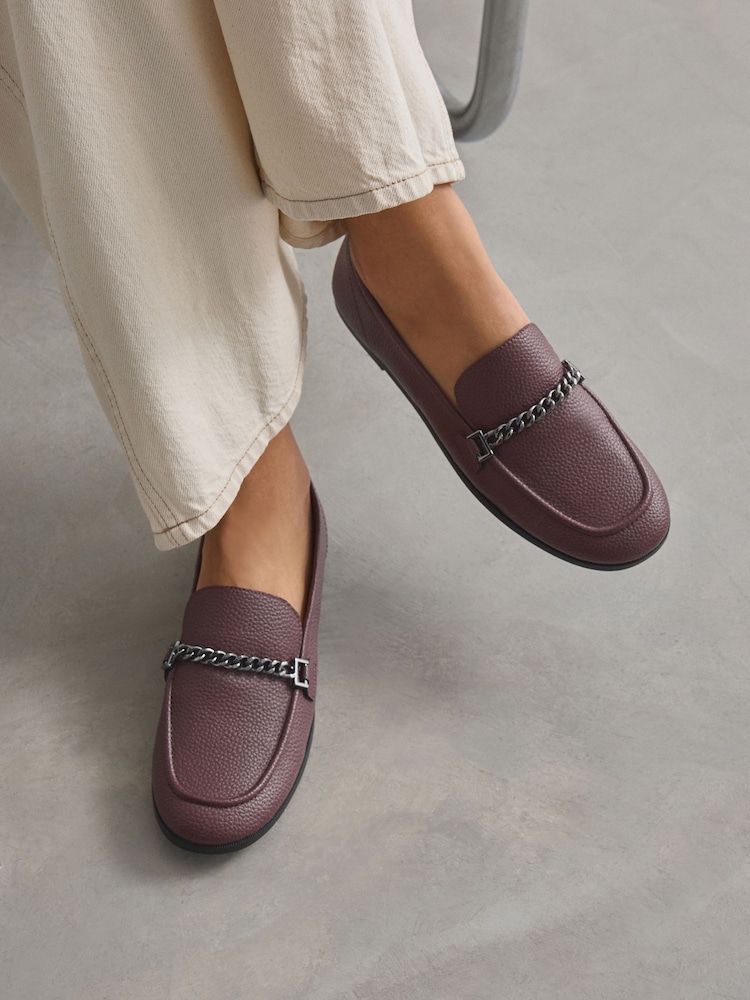 Burgundy Red Forever Comfort Round Toe Slim Chain Loafers - Image 1 of 11