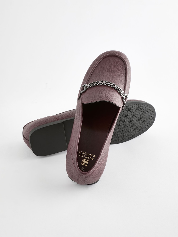 Burgundy Red Forever Comfort Round Toe Slim Chain Loafers - Image 10 of 11