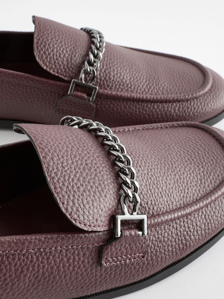 Burgundy Red Forever Comfort Round Toe Slim Chain Loafers - Image 11 of 11