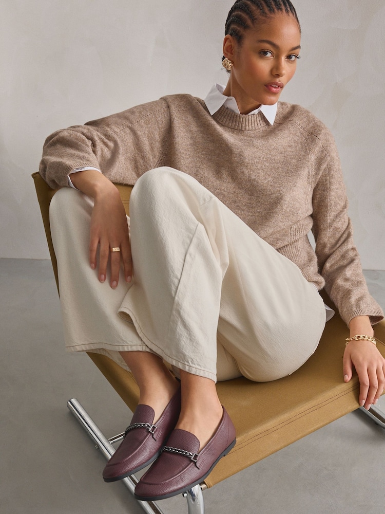 Burgundy Red Forever Comfort Round Toe Slim Chain Loafers - Image 3 of 11