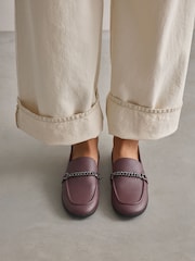 Burgundy Red Forever Comfort Round Toe Slim Chain Loafers - Image 4 of 11