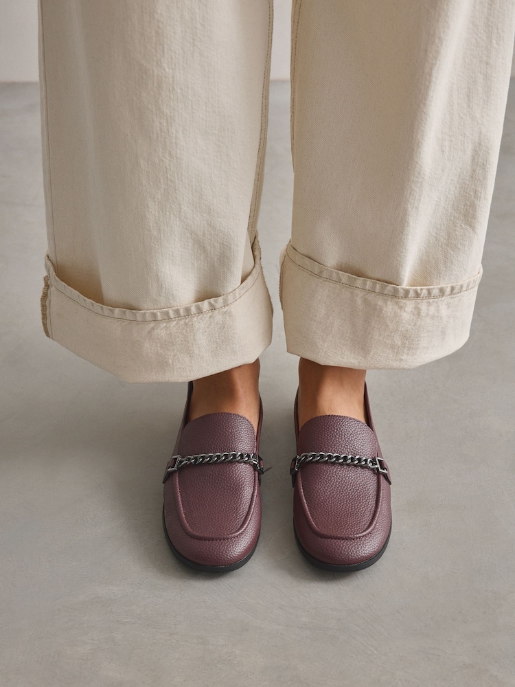 Burgundy Red Forever Comfort Round Toe Slim Chain Loafers - Image 4 of 11