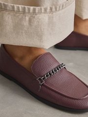 Burgundy Red Forever Comfort Round Toe Slim Chain Loafers - Image 5 of 11