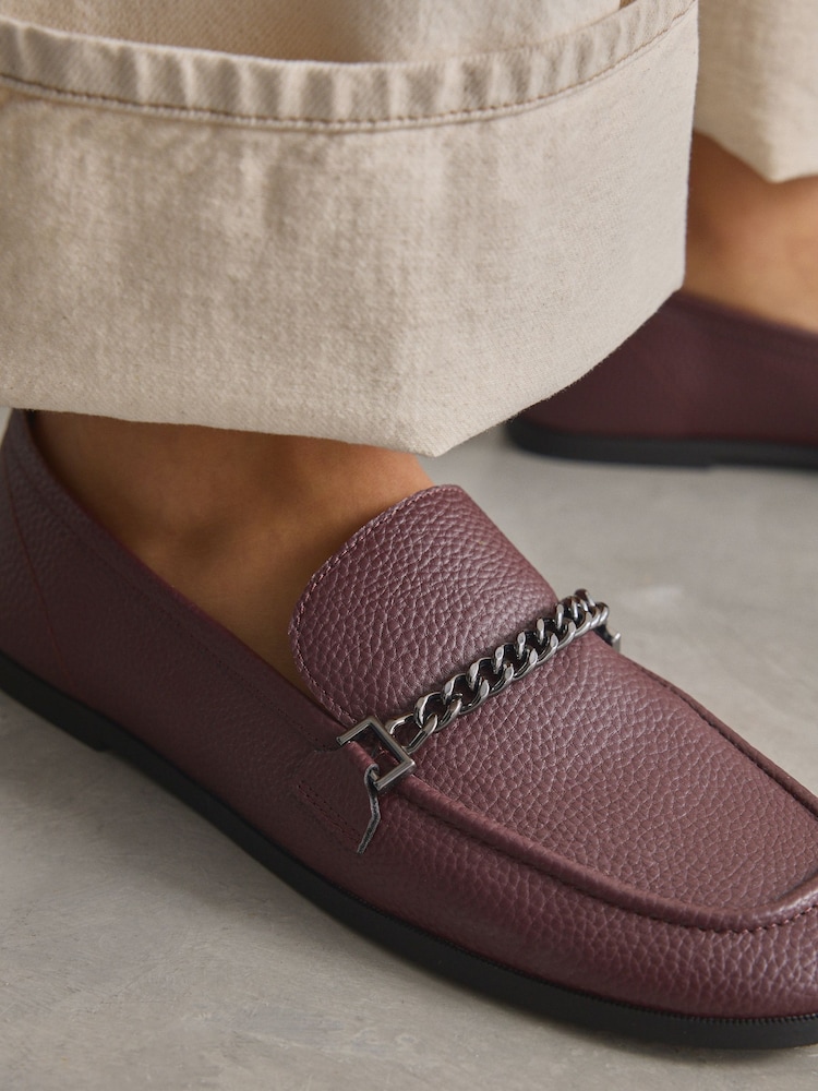 Burgundy Red Forever Comfort Round Toe Slim Chain Loafers - Image 5 of 11