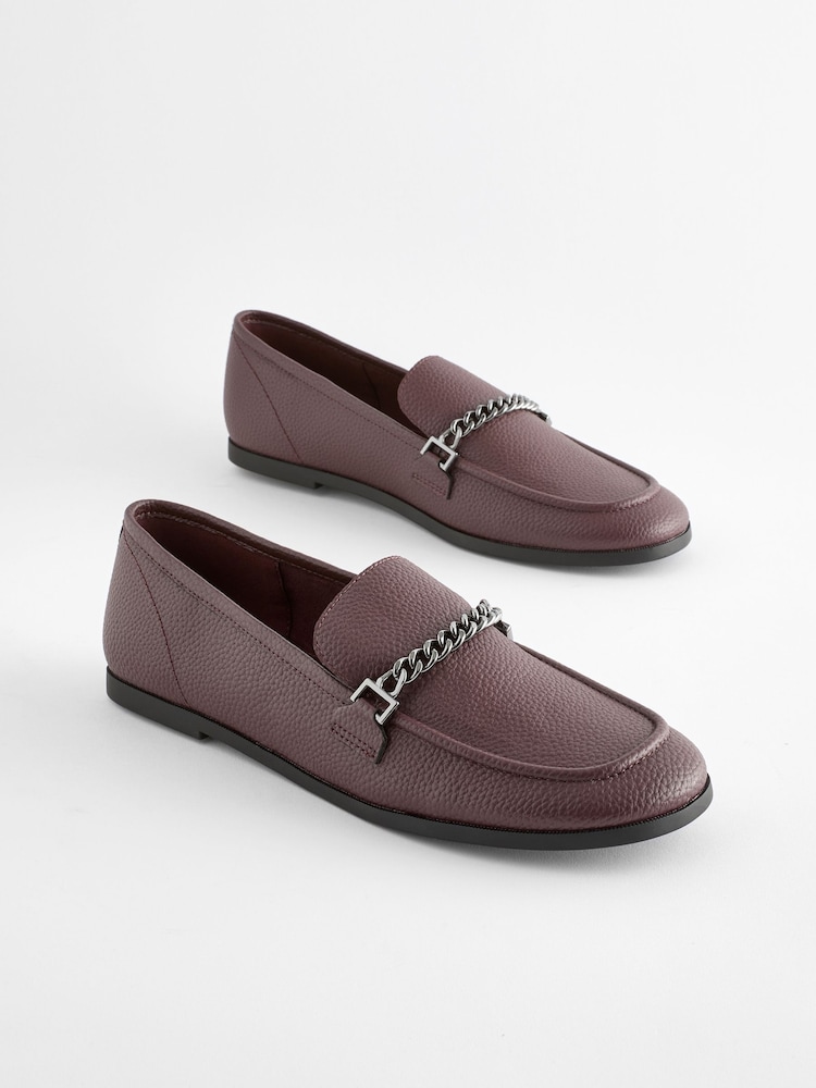 Burgundy Red Forever Comfort Round Toe Slim Chain Loafers - Image 6 of 11